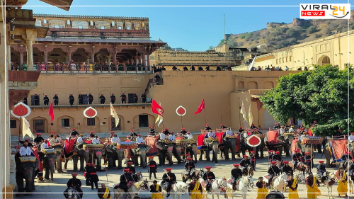 गुलाबी नगरी में गूंजा लाइट..कैमरा..एक्शन, हाथी-घोड़े के साथ एक्ट्रेस तमन्ना भाटिया कर रही फिल्म की शूटिंग, देखें-image-63a00550e093d