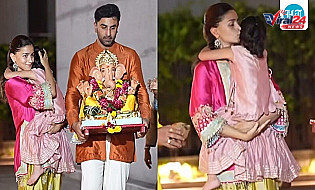 रणबीर कपूर ने उठाया बप्पा का विसर्जन के लिए हाथ, आलिया भट्ट ने बेटी राहा को कैमरों की फ्लैशलाइट से बचाया